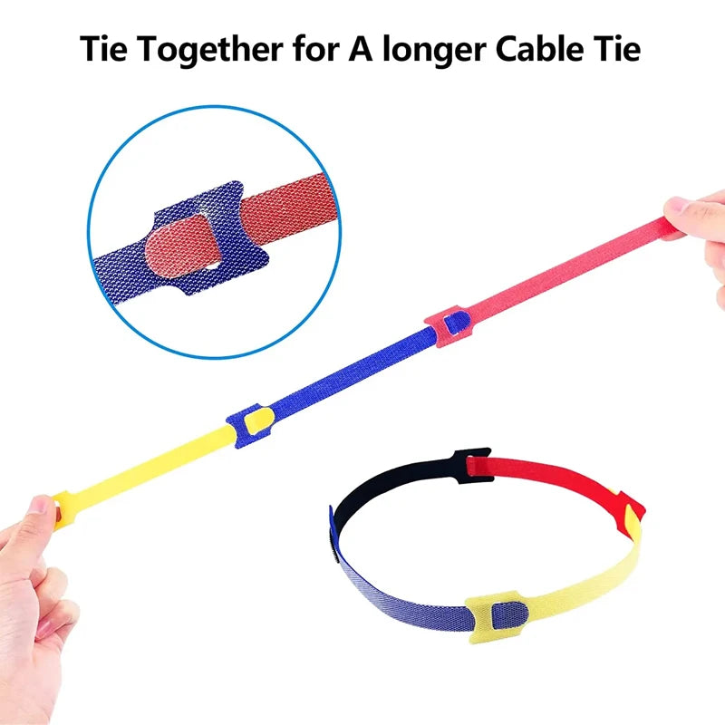 100pcs Releasable Cable Organizer Ties Mouse Earphones Wire Management Nylon Cable Ties Reusable Loop Hoop Tape Straps Tie
