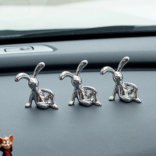 2PC Long-Eared Rabbit Double Statue Cartoon Decoration Accessories Living Room Bedroom Car Decoration Desktop Decorative Ornamet