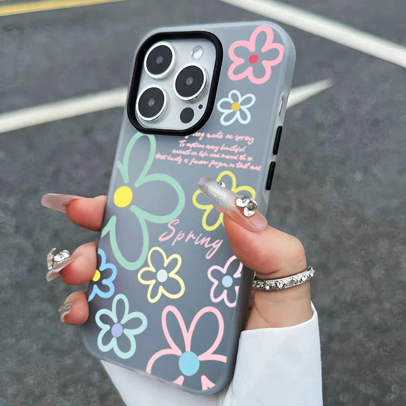 Spring Flower Pattern Phone Case For iPhone 17 16 Pro Max Cases iPhone 17e 16e 11 15 12 13 14 Pro Max Air X XS XR 7 8 Plus Cover