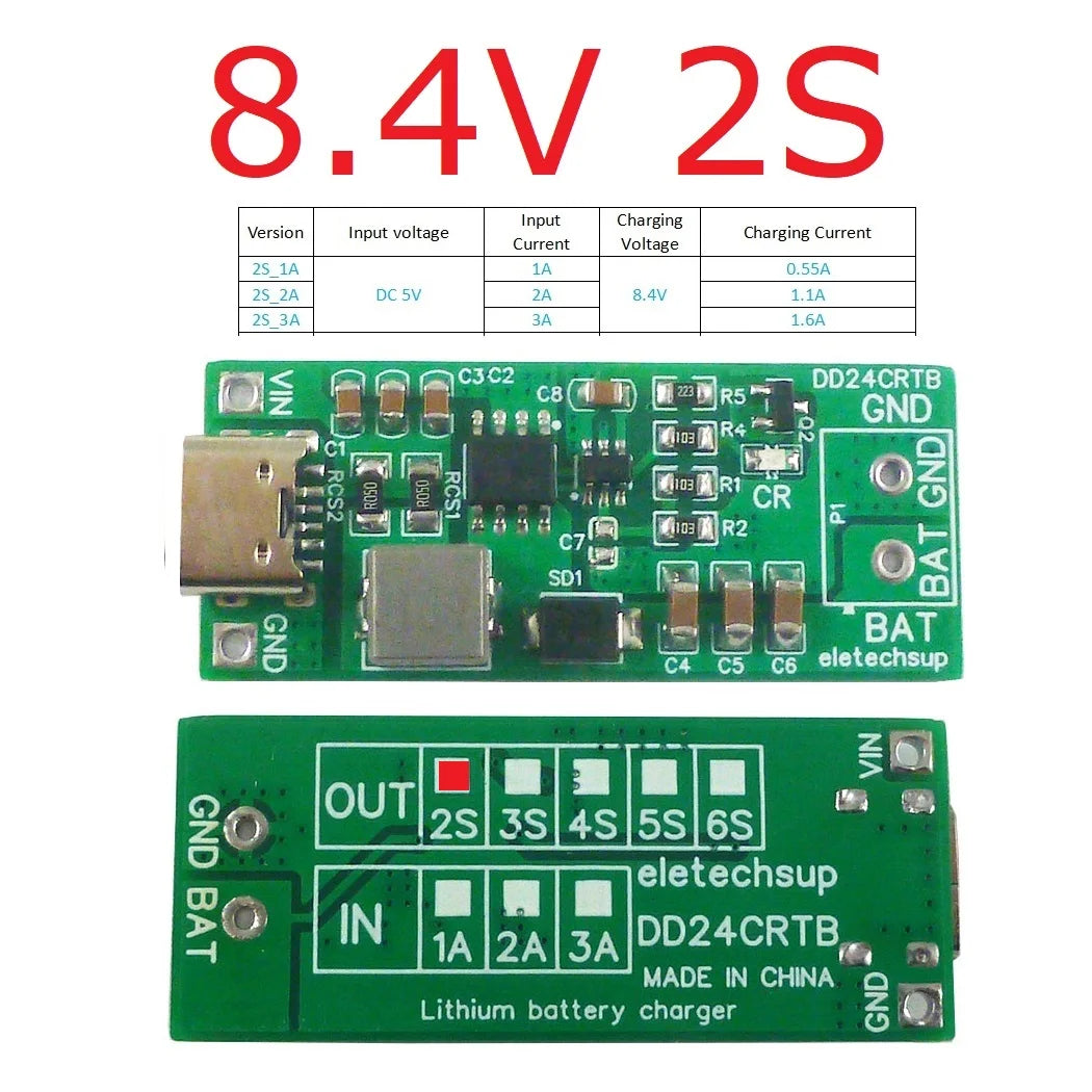 1PCS 2-6Cell Li-po Li-ion 18650 Pack Charger Module Type-c DC 5V to 8.4V 12.6V 16.8V 21V 25.2V for 7.4V 11.1V 14.8V 18.5V 22.2V