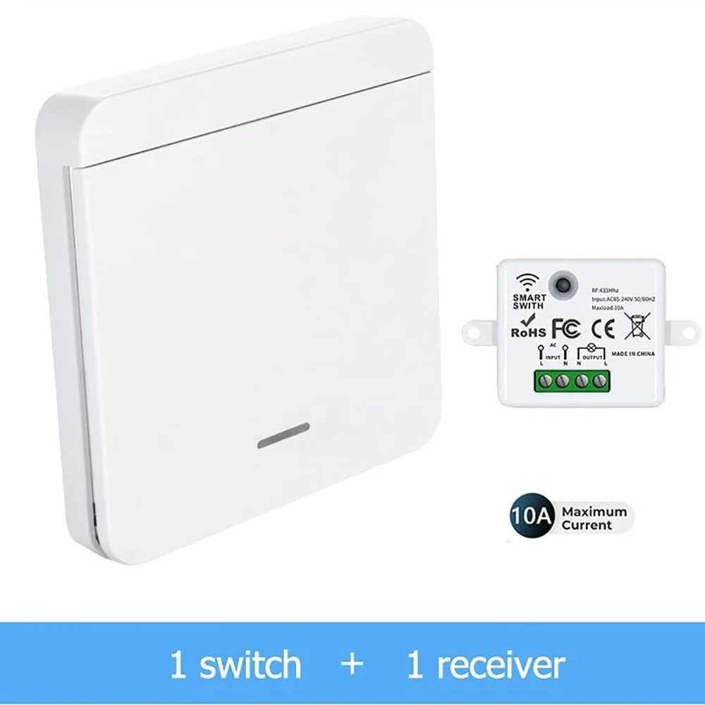 86 Wireless Smart RF 433Mhz 100-220V Wall Panel with Remote Control Mini Relay Receiver Home Led Light Lamp Switch