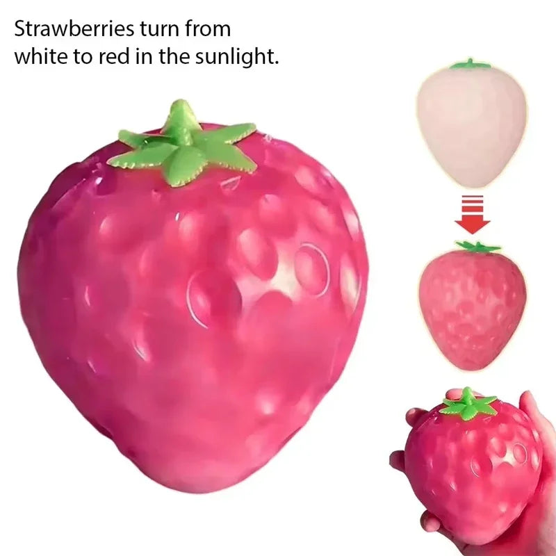 2026 Squishy Mango Stress Balls Squeeze Toy Color-Changing Mango Strawberry Handmade Squishy Fidget Balls Stress Relief Toy Gift