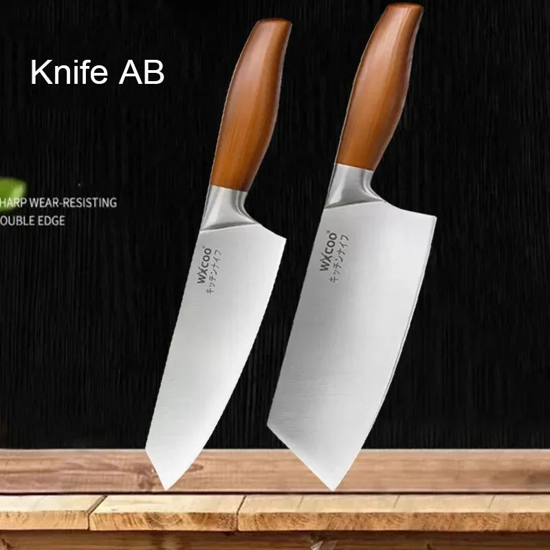 WXCOO Professional Knives Utility Japanese Chef's Knife Stainless Steel Fish Boning Fruit Slicing BBQ Cutter Kitchen Bag