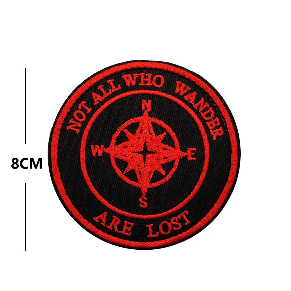 Outdoor Camping Tactical Patch Compass Wolf Embroidered Patch HOOK LOOP Badge Fit Backpack Jacket Clothing stickers