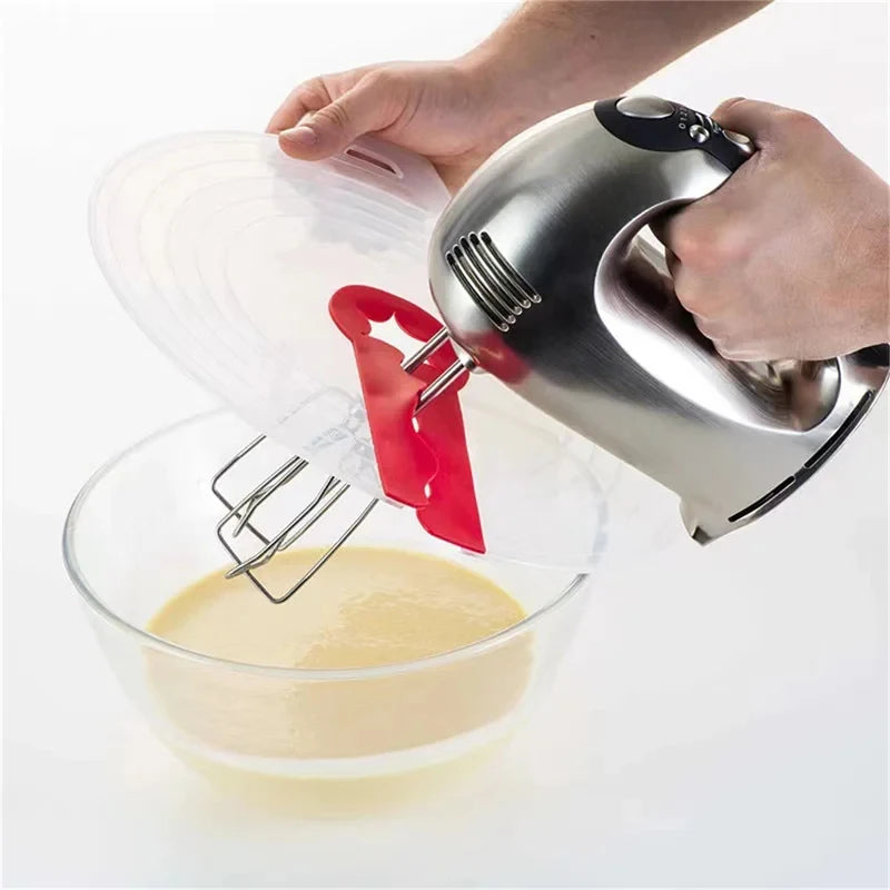 Silicone Mixing Bowl Splatter Guard: Egg Beater Cover & Flour Shield, Heat Resistant Non-Slip Kitchen Gadget