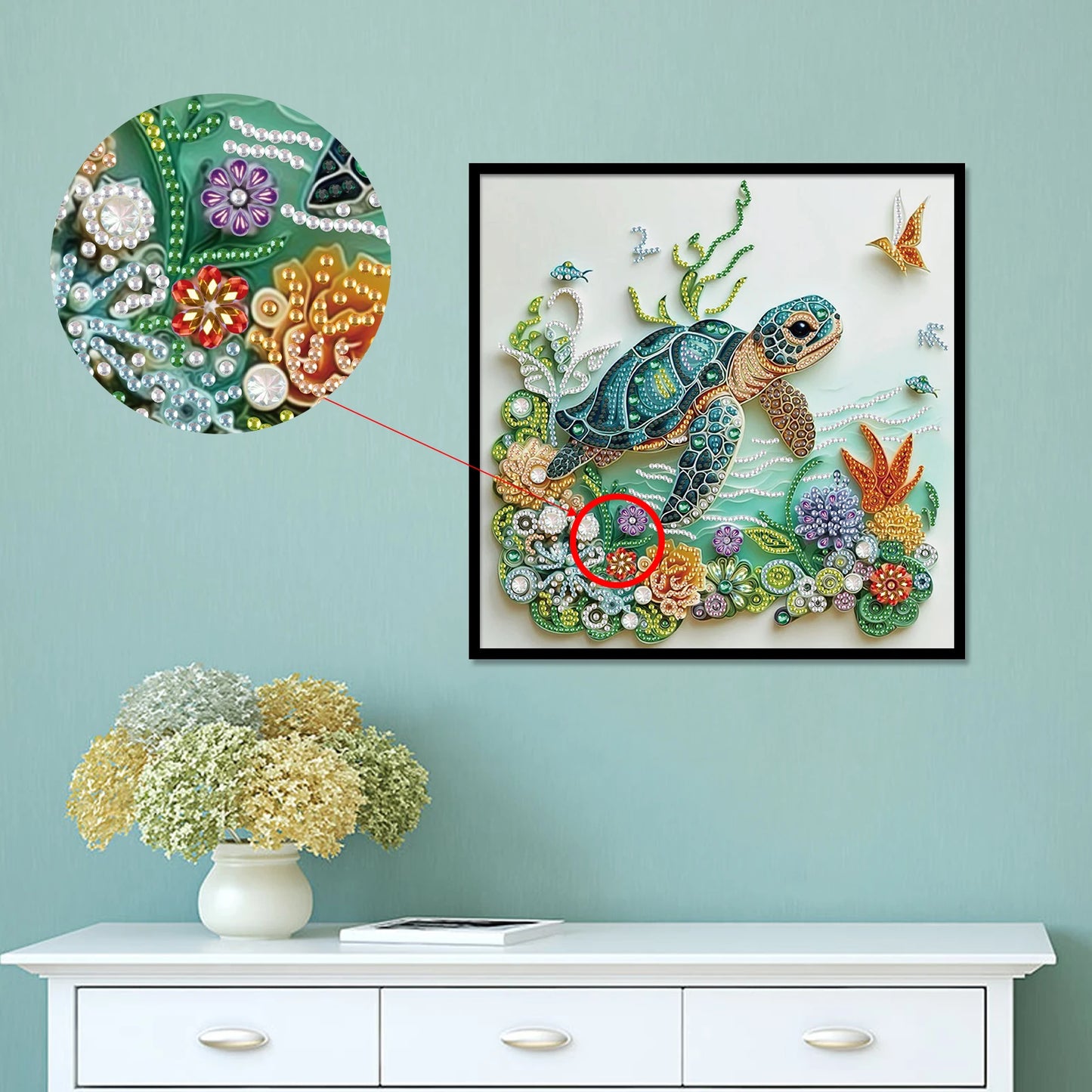 DIY Turtle and Flower 5D Special Shape Diamond Art Kits for Beginners,Diamond Art Painting Kits for Home Wall Decoration Gift