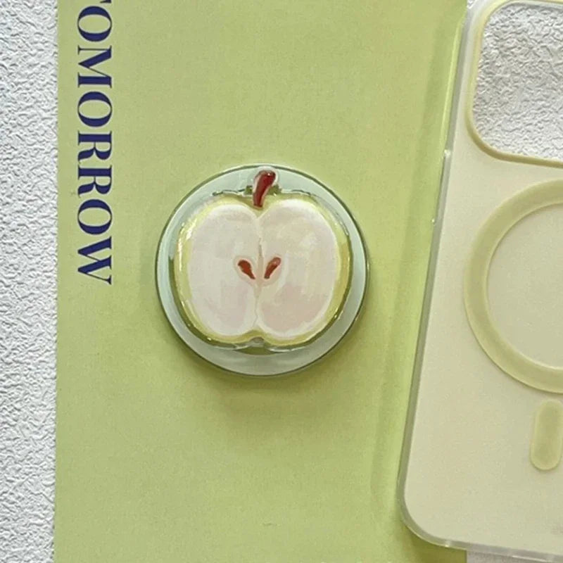 Korean Cute Cartoon Apple Magnetic Phone Holder for Magsafe Phone Shell Grip-Tok Griptok Cell Stand for iPhone 16 15 14 13 12