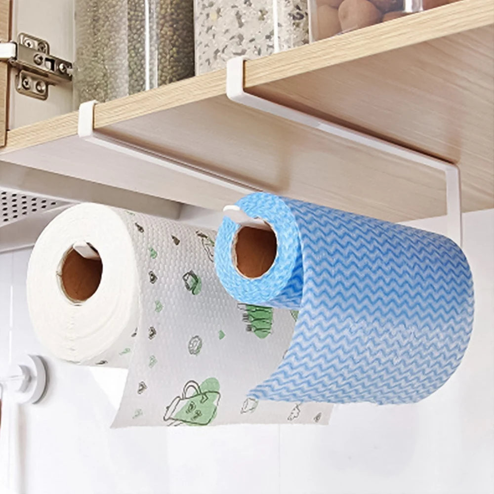 Hanging Kitchen Paper Towel Rack, Roll Paper, Plastic Wrap, Rag Organizer Rack, For Kitchen, Cabinets, Bathroom Organizer Rack