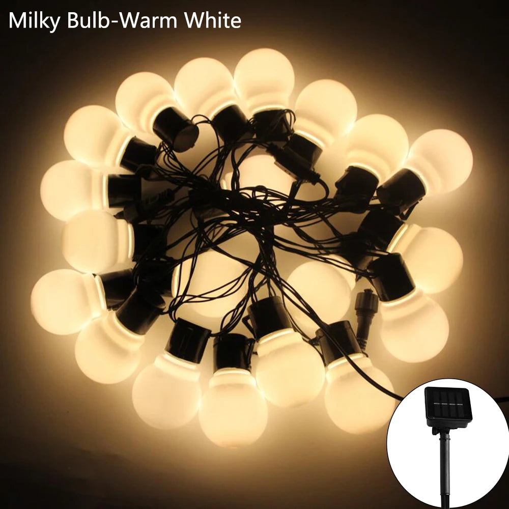 5/7/12M LED Globe Solar Fairy String Lights Bulb Christmas Garland Street Wedding Lamps Outdoor For Party Holiday Garden Patio