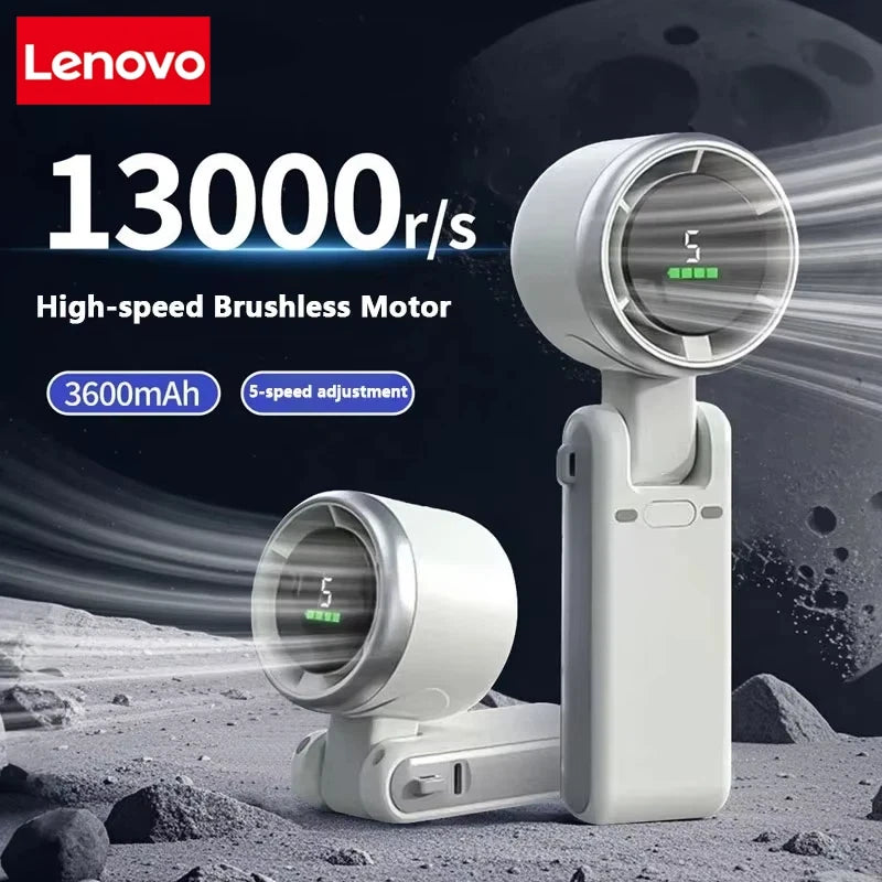 Lenovo 3-in-1 Fan 5-speed 3600mAh Rechargeable Lithium Battery  USB Charging Travel Mini Fan  For Travel Outdoor Activities