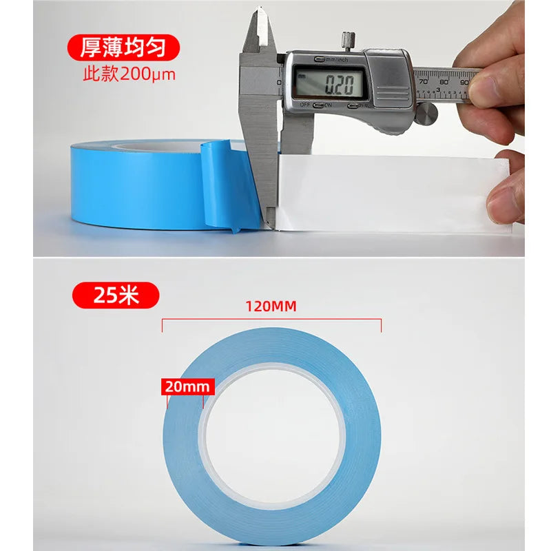 25/50m Roll 10mm 15mm 20mm 30mm Width Transfer Tape Double Side Thermal Conductive Adhesive Tape for Chip PCB LED Strip Heatsink