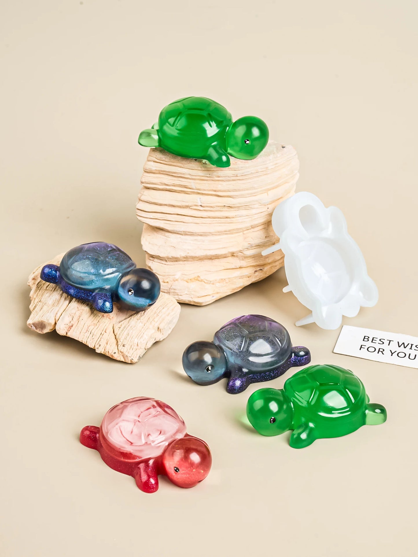 Cute Little Sea Turtle Silicone Mold DIY Epoxy Resin Casting Mould 3D Animal Crystal UV Glue Making Molds Mini Tabletop Ornament