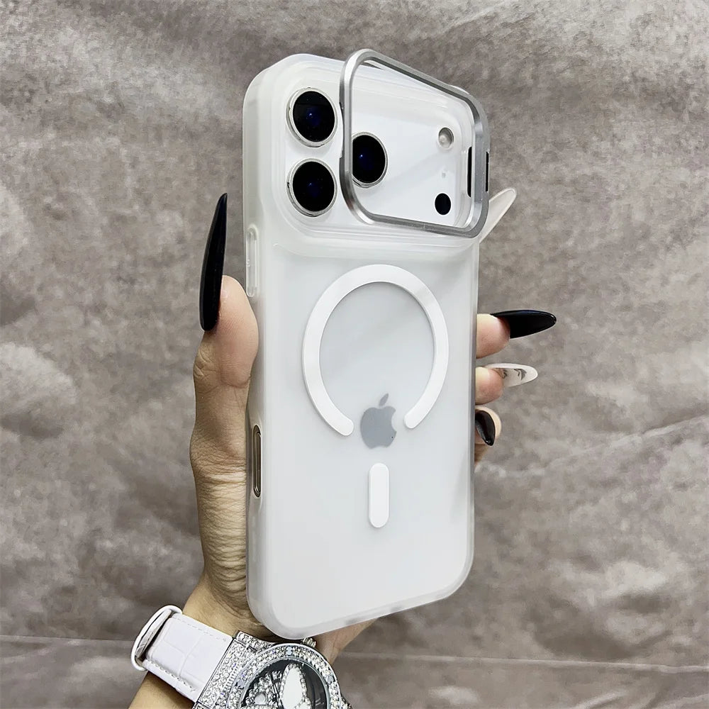 Matte Magnetic Translucent Wireless Charge Stand Case For iPhone 17 Pro Max Air 16 15 14 13 12 11 for Magsafe Must-Haves Cover