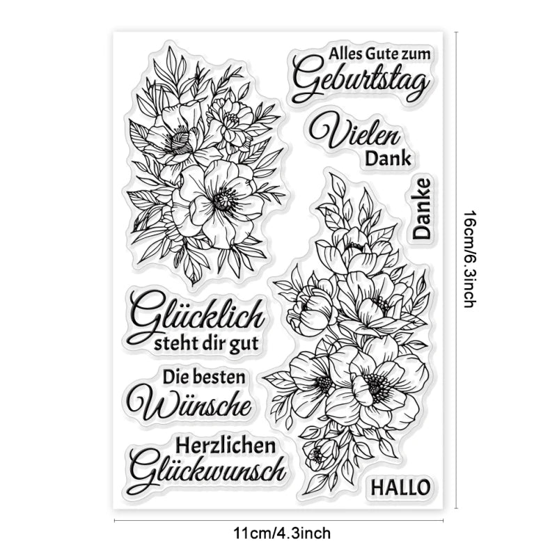 1pc Plant Labels Clear Stamps Flower Silicone Stamps for Crafting Transparent Silicone Stamp Seals for DIY Scrapbooking Card