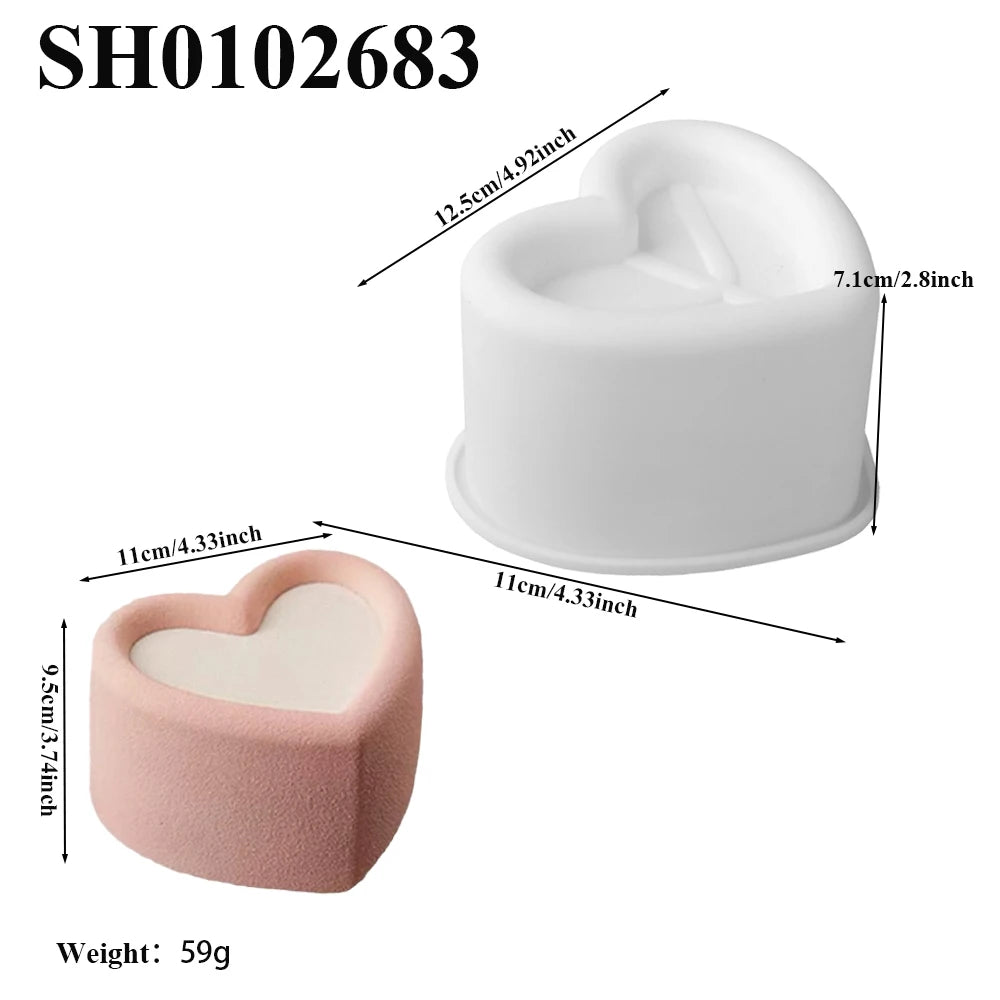 Heart Shaped Cylindrical Square Texture French Mousse Cake Mould Silicone Soap Mold Jelly Pudding Dessert Tools Kitchen Bakeware