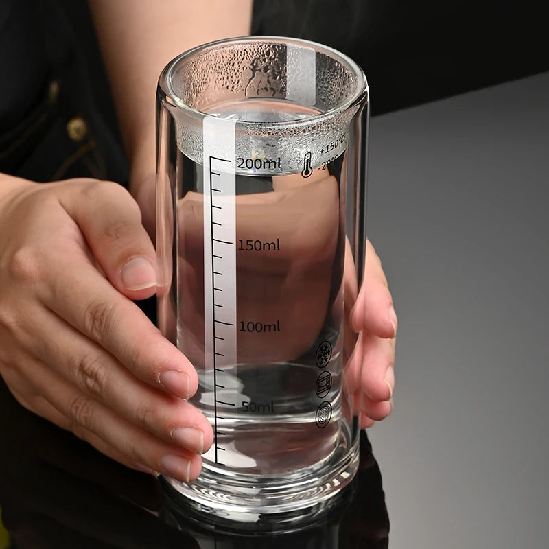 High borosilicate glass water cups, transparent Double Wall beer cups, heat Resistant and anti-scald milk and coffee cups