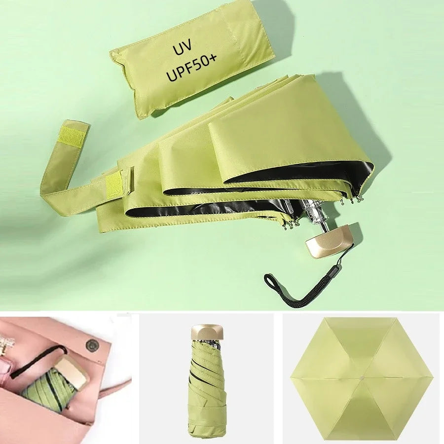 Umbrella for Both Sunny Rainy Days Off Mini Portable UV Protection Folding Sun Rain Shield Compact Capsule UPF50+Travel Umbrella