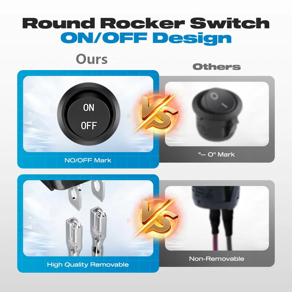 2/5/10Pcs 12V Round Rocker Switch ON/Off SPST 2Pin Toggle Switch with Wires 6A/250V 10A/125V AC for Automotive Boat Etc
