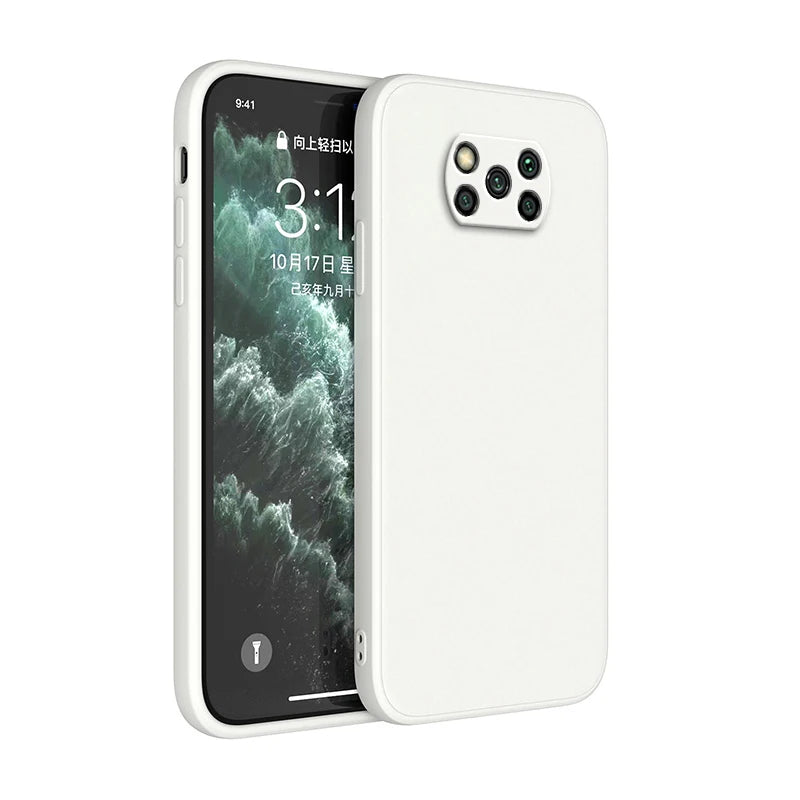 New Square Liquid Silicone Case for Xiaomi POCO X3 Pro NFC X3Pro X3NFC Shockproof Soft Cover Coque