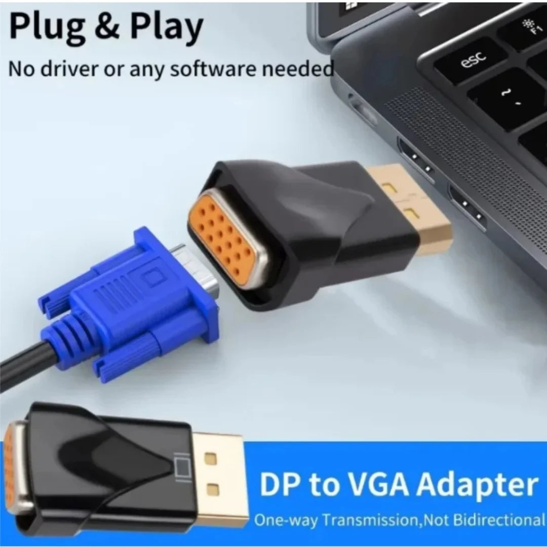 Grwibeou 1080P HD DP to VGA Adapter DisplayPort DP to VGA Converter Suitable for Projectors TVs PCs Laptops Monitors