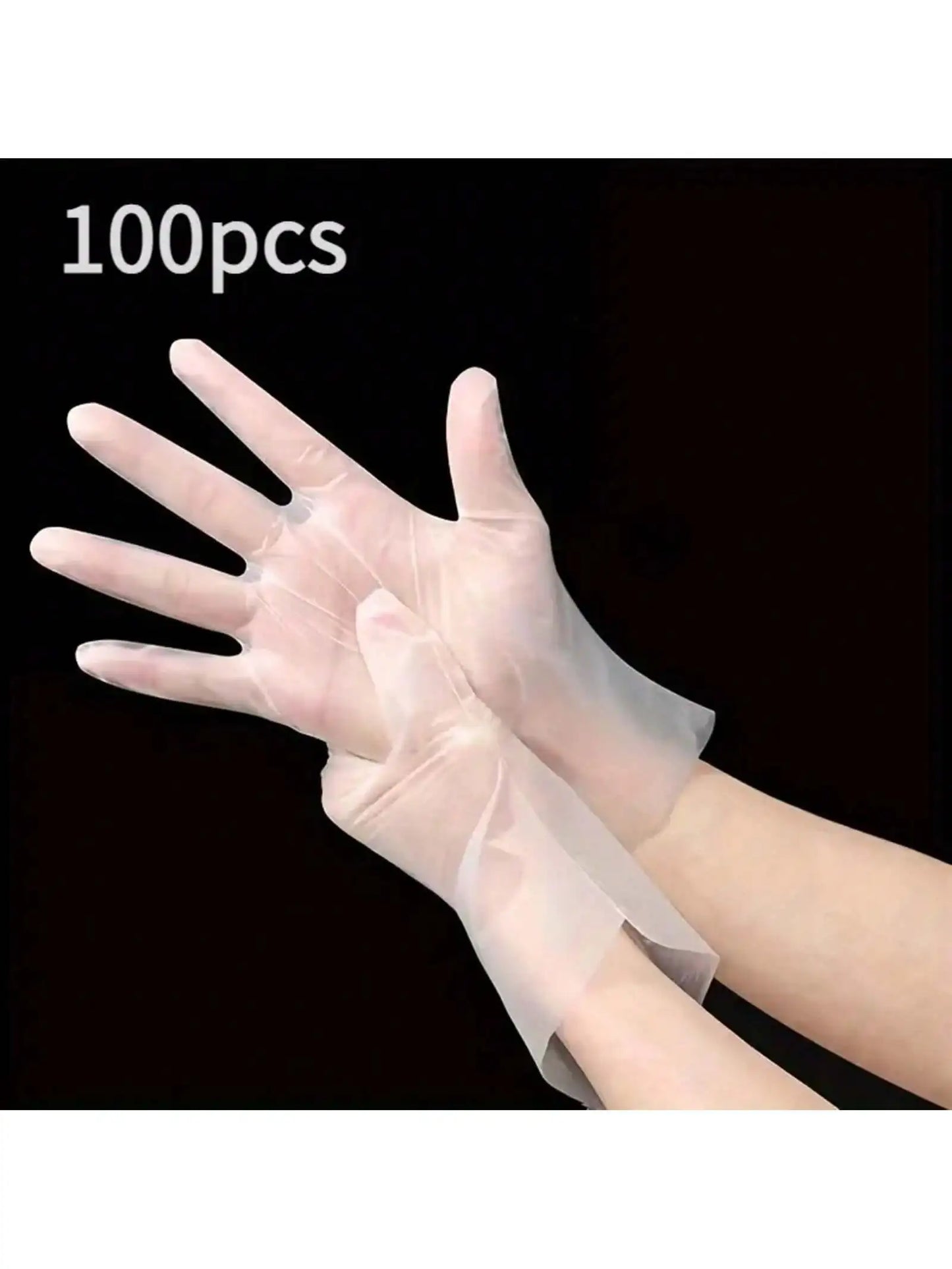 100pcs High-Quality Clear Disposable Gloves, Ideal for Kitchen Cleaning Hair Dyeing Handicrafts, Durable Hand Protection