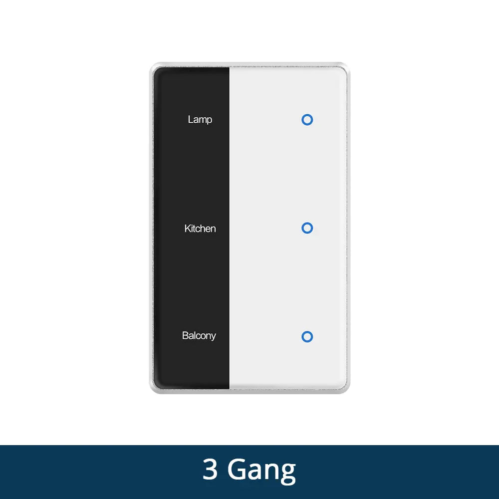 Zigbee Smart DIY Name Switch Work with Tuya US Type Display Screen Touch Wall Light Switch Supports Home Assistant via Z2M ZHA