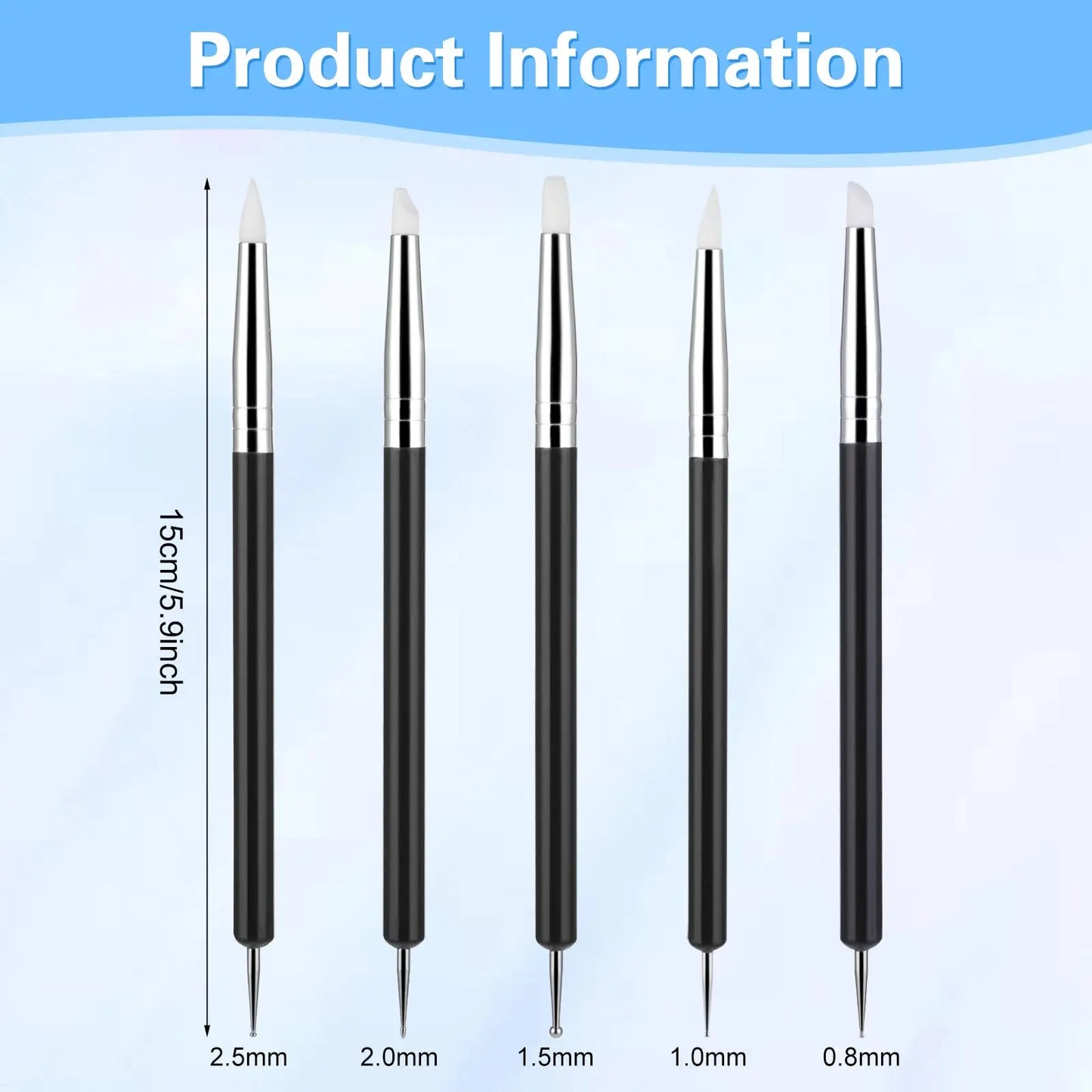 5 Pcs Clay Sculpting Tools, Silicone Polymer Clay Tools Soft Rubber Tip Paint Brush Clay Modelling Carving Dotting Tool