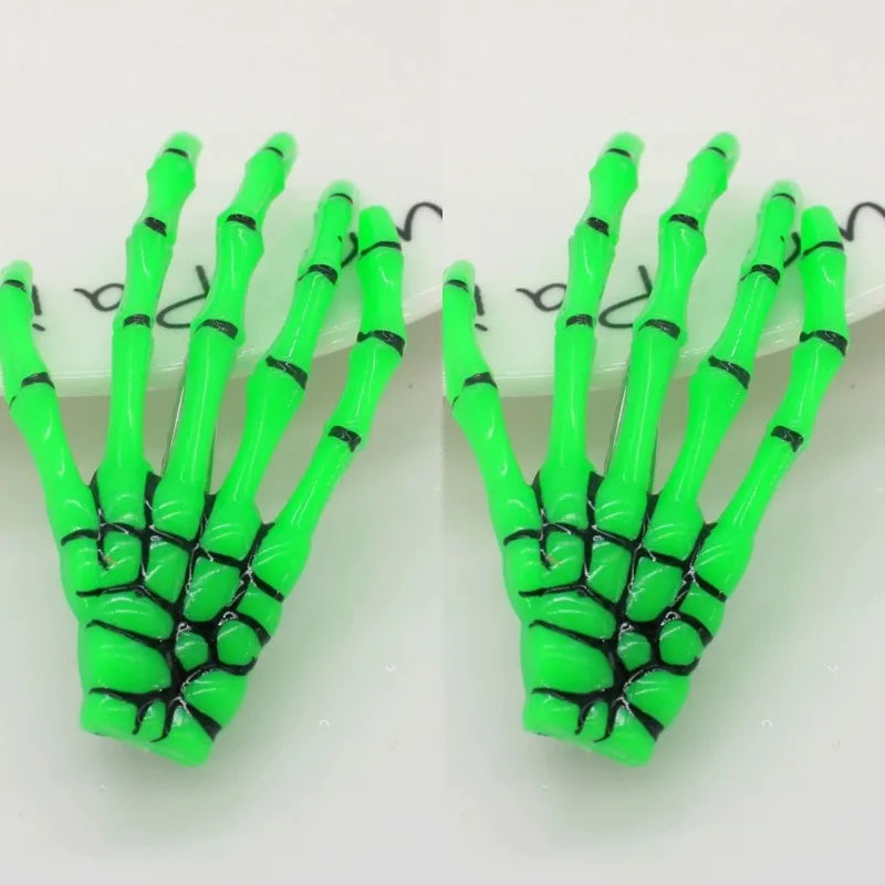 Halloween Skeleton Hands Hair Clips 2Pcs Gothic Punk Rock Accessories for Women Devil Party  Hair Pin Girl Hair Accessoires