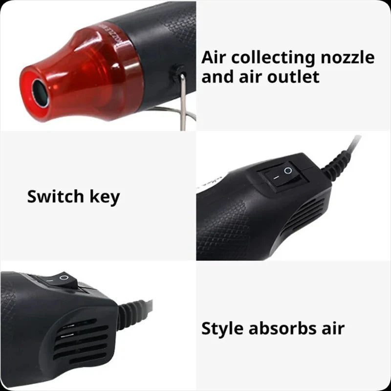 300W Electrical Mini Heat Gun Handheld Hot Air Gun with 300PCS Heat Shrink Butt for DIY Craft Embossing Shrink Wrapping PVC