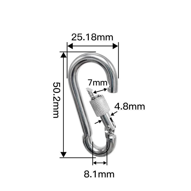 304 Stainless Steel Carabiners - Heavy Duty, Durable & Rust-Free Clips for Gym, Swing, Dog Leashes, Hammocks, Keychains