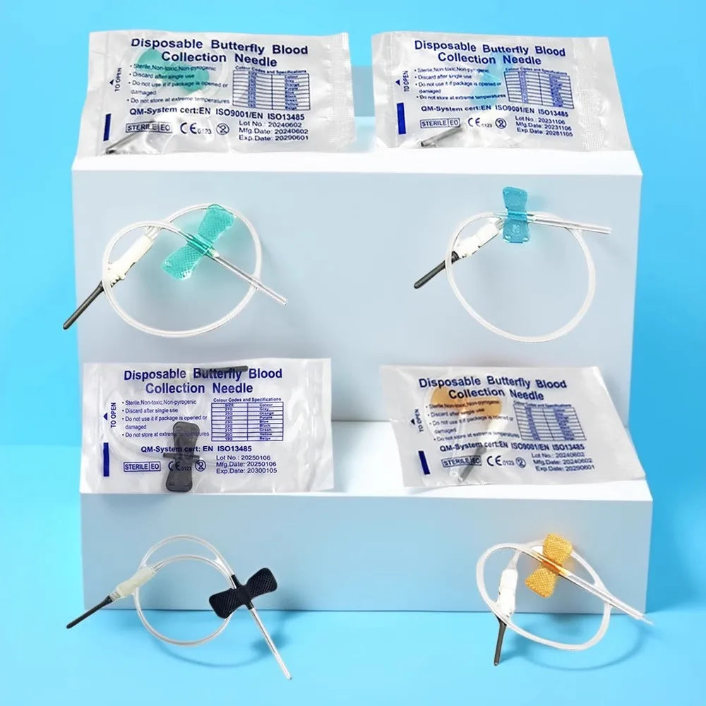 100PCS/lot Disposable Butterfly Blood Collection Needle Double Wing Type Blood Collection Needle Pet Care Room Cat Dogs Animal