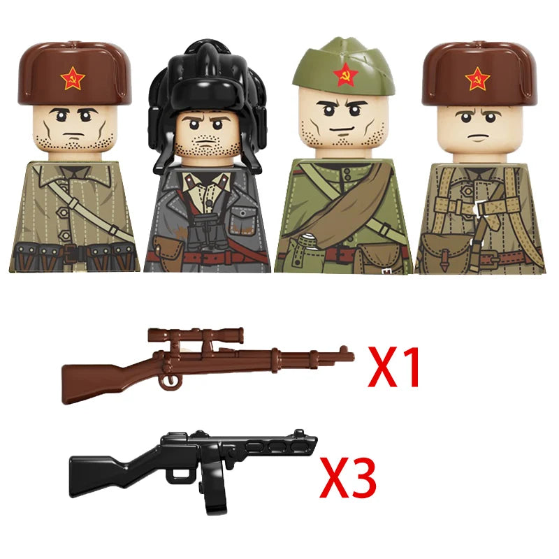 Military US Army Soviet Figures Soldiers MOC Building Blocks Medic Sniper Rifle Bunijon Hat Helmets Children's Toy Gift B145