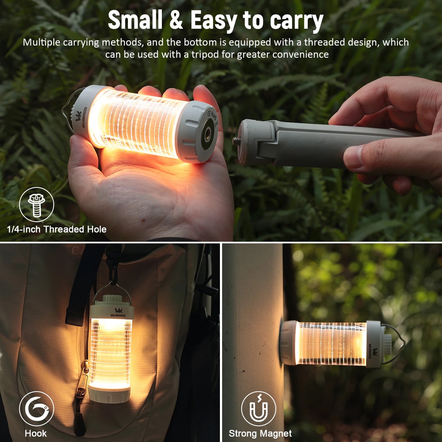 Wurkkos CL01 550 Lumens Rechargeable LED Ultra-Long-Life Camping Ambient Light Magnetic Waterproof Hiking Fishing Outdoor
