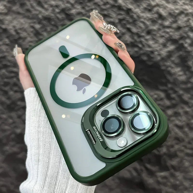 Luxury Magnetic Shockproof Macsafe Case for Magsafe IPhone 15 14 13 12 16 Pro Max Plus 11 i16 Glass Lens Protection Stand Cover