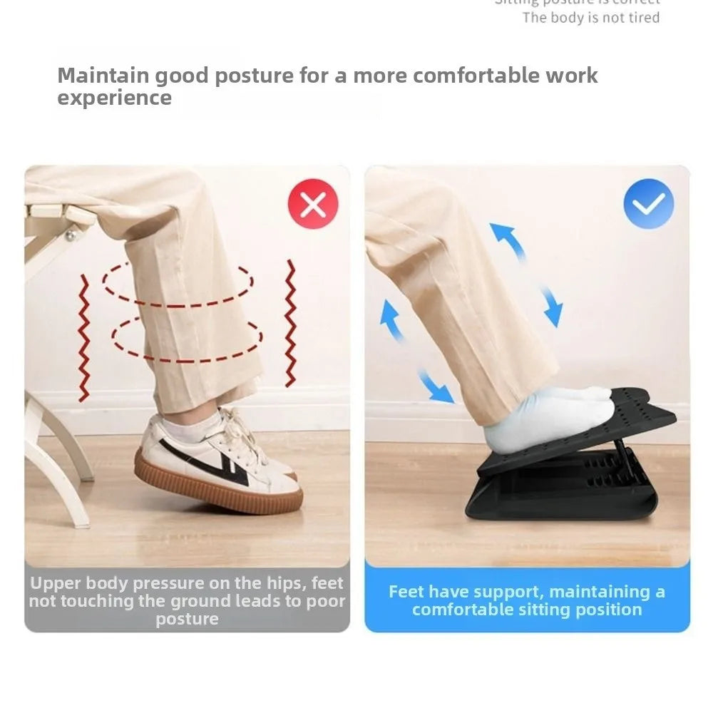 Ergonomic Under Desk Footrest Nonslip Bottom Hollow Out Office Desk Leg Rest Comfortable Breathable Adjustable Footstool
