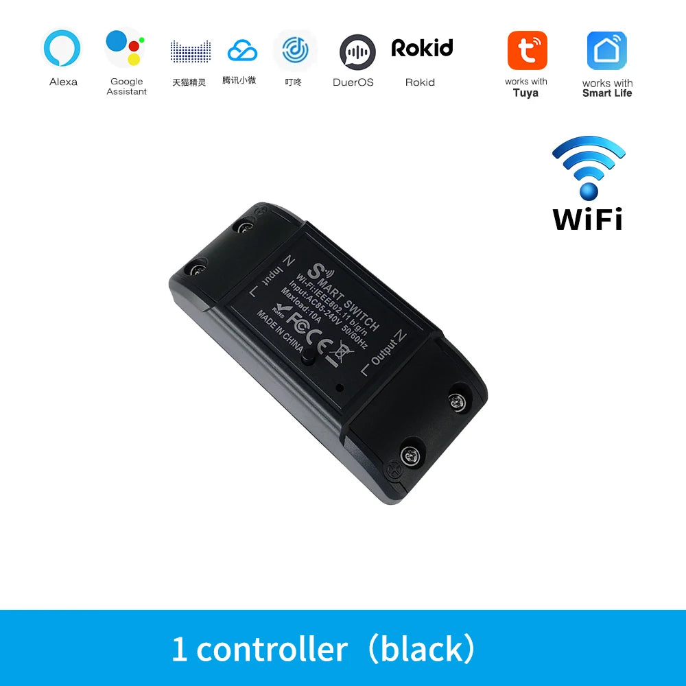 WiFi Switch DIY MINI Smart Home Switch Relay Module Works with Tuya Smart Life APP Wireless Voice Remote Control Timer Switch