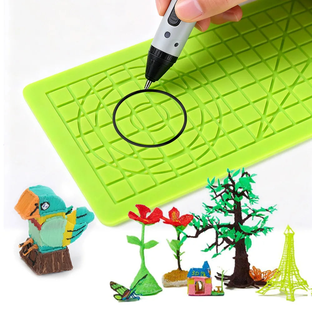 3D Printing Pen Silicone Mat DIY With 2 Finger Protectors Template Drawing Tool Silicone Pad Drawing Tools for Kids Adults