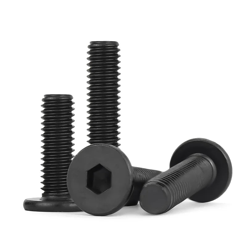 M2 M3 M4 M5 M6 M8 Black 304 Stainless Steel Low Profile Socket Head Cap Screws Hex Key Bolts Ultra Thin Flat Head Allen Hexagon