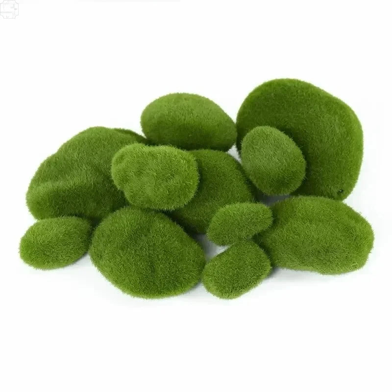10Pcs Artificial Moss Stone Green Moss Balls Moss Rocks DIY Micro Landscape Flower Pot Garden Decor Crafts Xmas Ornament Gifts