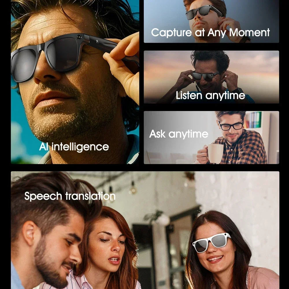 Lenovo 100MP Camera 8K HD Smart Glasses Chat GPT 260mAh Battery Bluetooth Call Voice Assistant Control Smart Glasses for Men