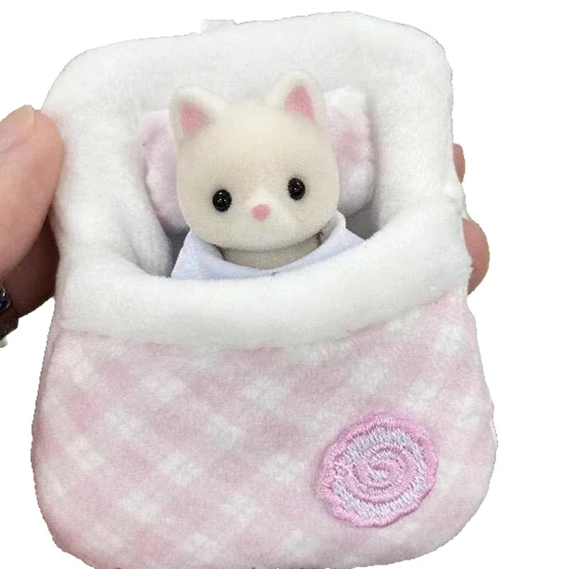 Cute Sleeping Bag Storage Bag for Sylvanian Families, Mini Doll Cloth Clothes, Doll Room Decoration, Mini Furniture Accessories