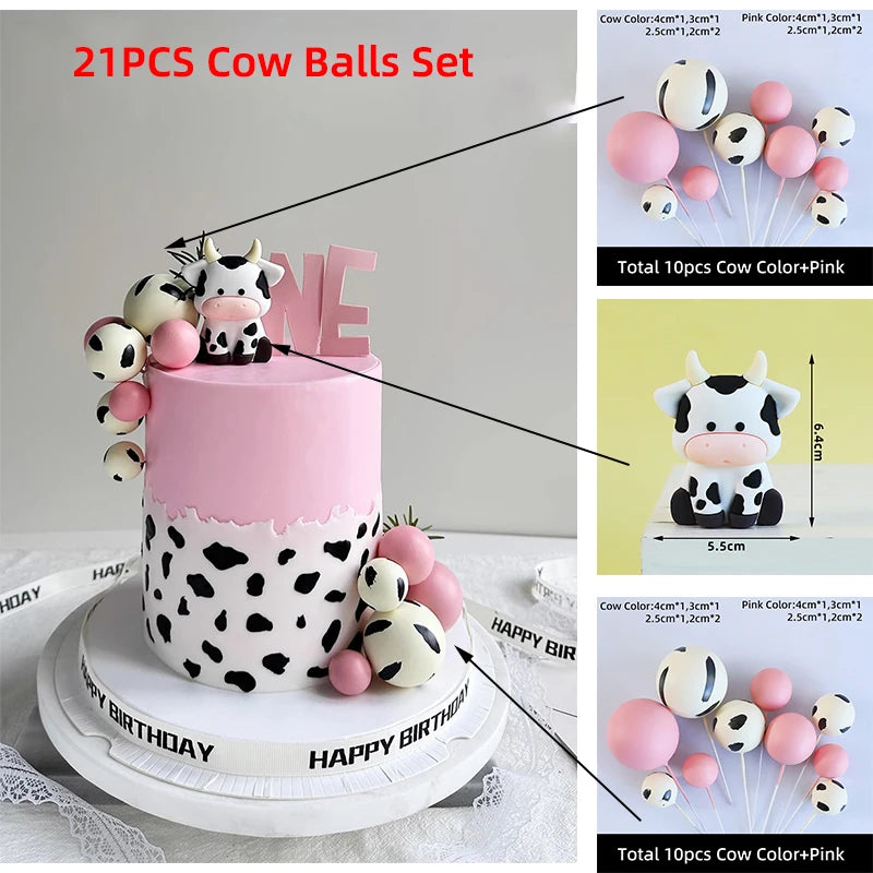 Farm Critters Cake Topper Yaks Ponies Sheep Piglets Chickens Farm Greenhouse Wooden House Boy Girl One Birthday Cake Decorations