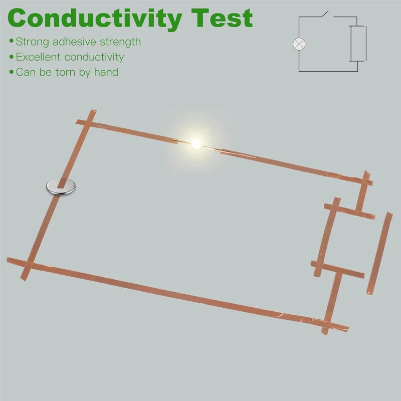 3/5/10mm x 20M Copper Foil Tape Double-Sided Conductive For EMI Shielding Stained Glass Soldering Electrical Repairs Grounding