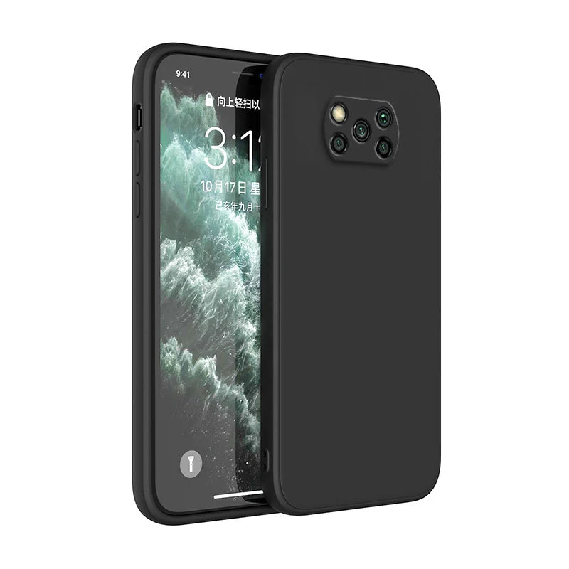 New Square Liquid Silicone Case for Xiaomi POCO X3 Pro NFC X3Pro X3NFC Shockproof Soft Cover Coque