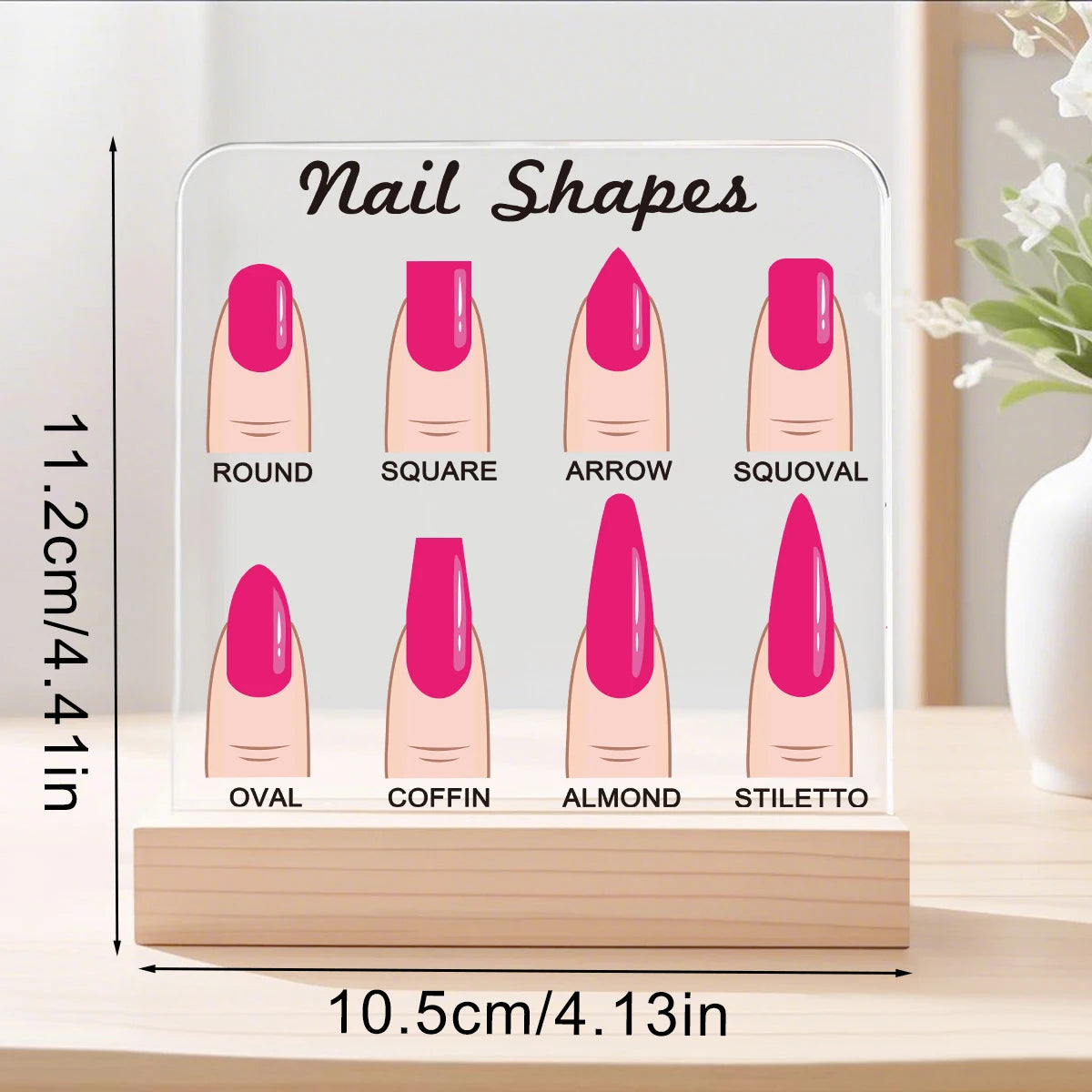 Hot pink Nail Shapes Display Board Transparent Acrylic Nails Art Prop Desktop Nail Art Works Show Board