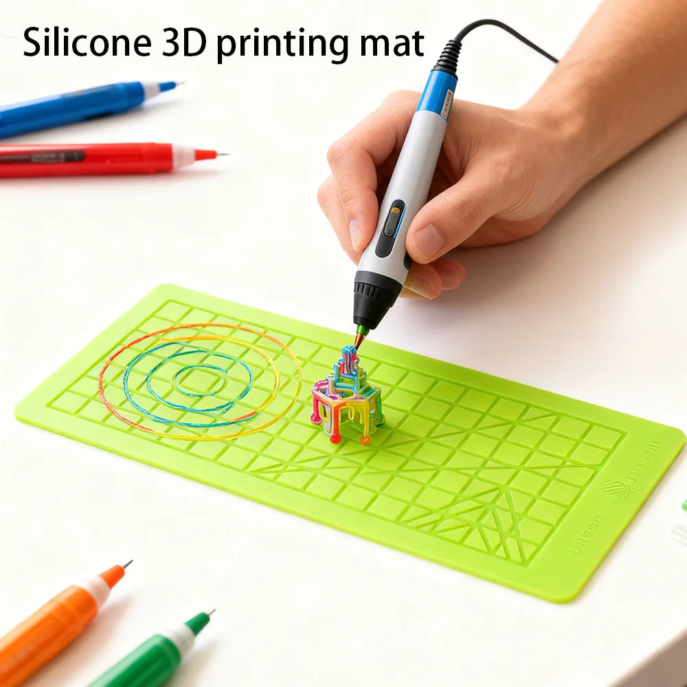 3D Printing Pen Silicone Mat DIY With 2 Finger Protectors Template Drawing Tool Silicone Pad Drawing Tools for Kids Adults