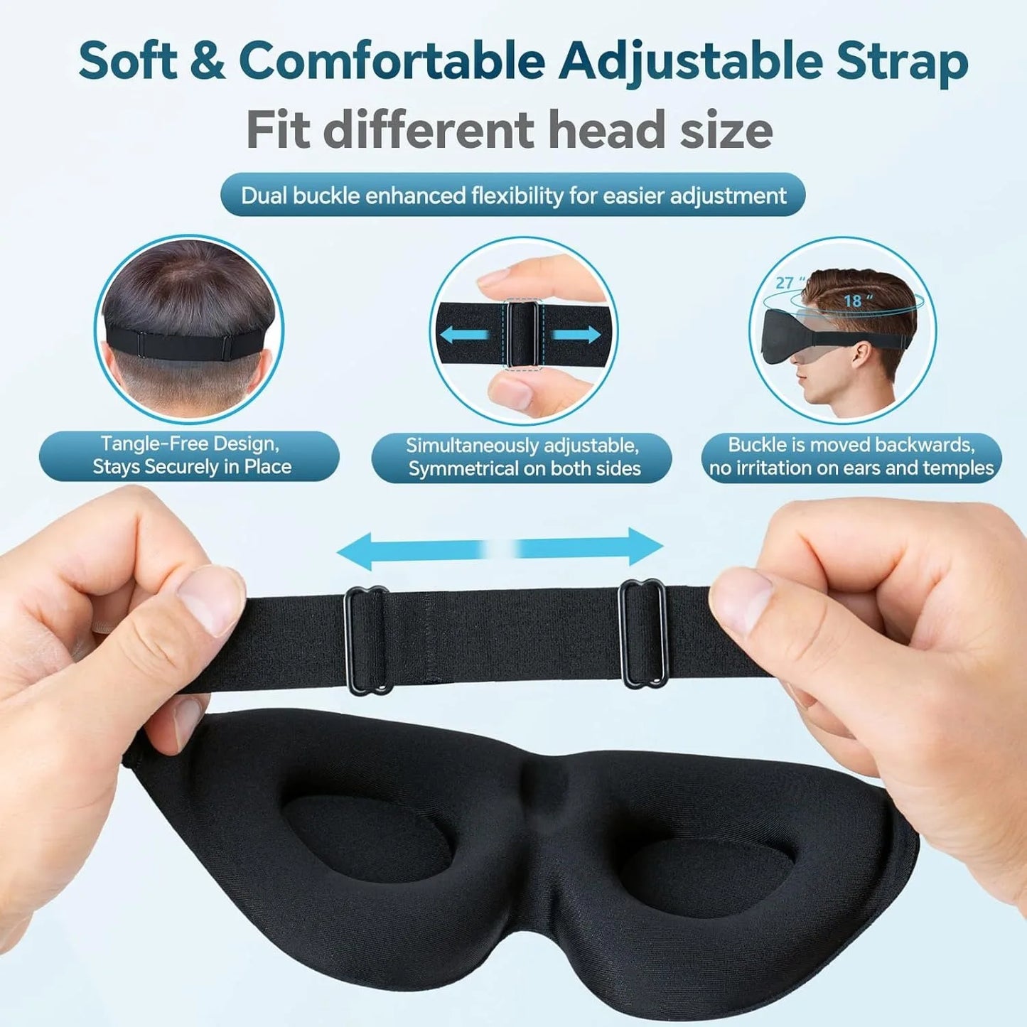 Sleep Mask for Side Sleeper, Eye Mask for Sleeping ,  No Eye Pressure 100% Light Blocking Sleeping Mask with Adjustable Strap