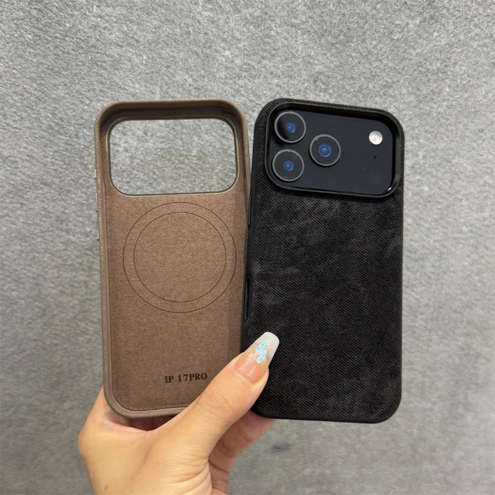 Luxury Built-in For Magsafe Flannel Case For iPhone 17 Pro Max 16 15 14 13 iPhone Air Plus Magnetic Wireless Charge Matte Cover