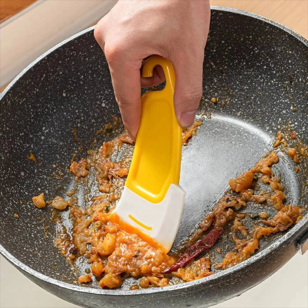 Durable Silicone Spatula Scraper Soft Blade Pan Cleaner NonScratch Dish Brush Kitchen Utensils for Pots Pans Dishwashing Tool