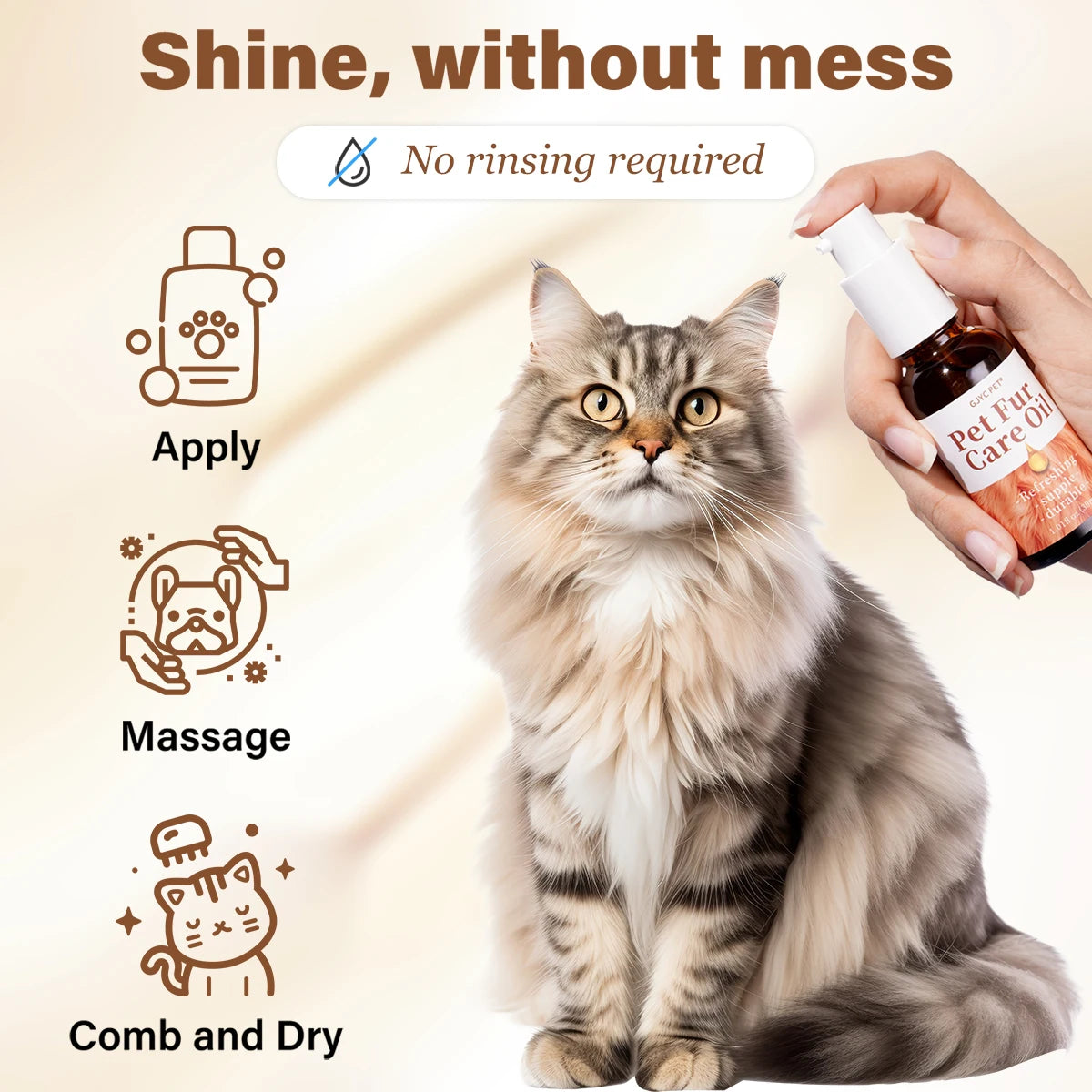 Gentle Pet Fur Care Oil Plant-Based Formula Leave-In Conditioner Detangles Reduces Shedding Boosts Coat Shine For Dogs Cats